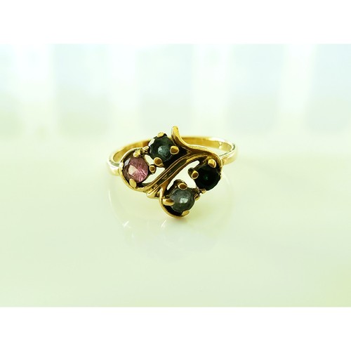 Vintage 10K Gold Multi Gem Ring - Picture 2 of 7