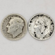 2 Roosevelt Dimes 90% Silver / 1948-D & 1959-D / You Buy What You See