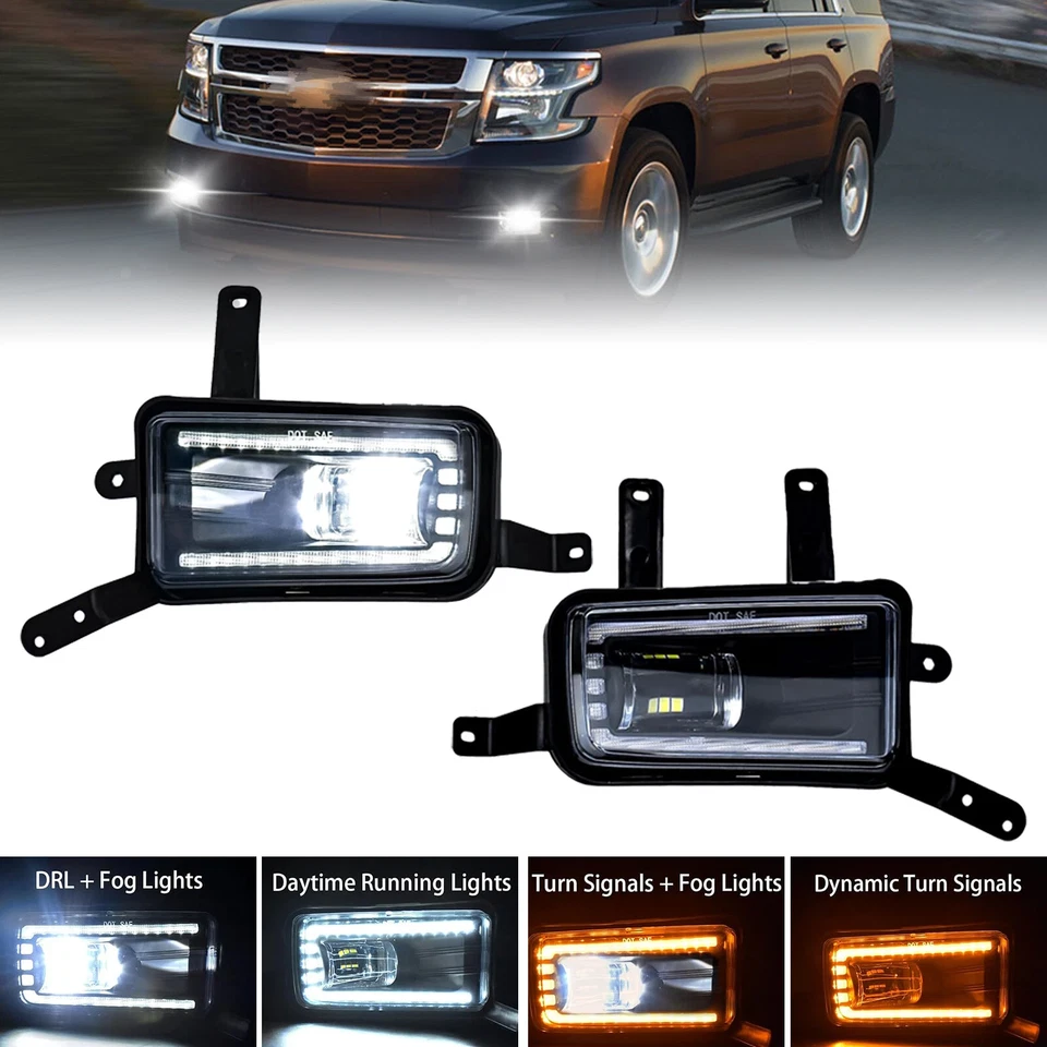 Luces antiniebla LED para Chevy Tahoe Suburban GMC Yukon XL 2015-18 19 20 lámparas de parachoques Foto 3 de 4