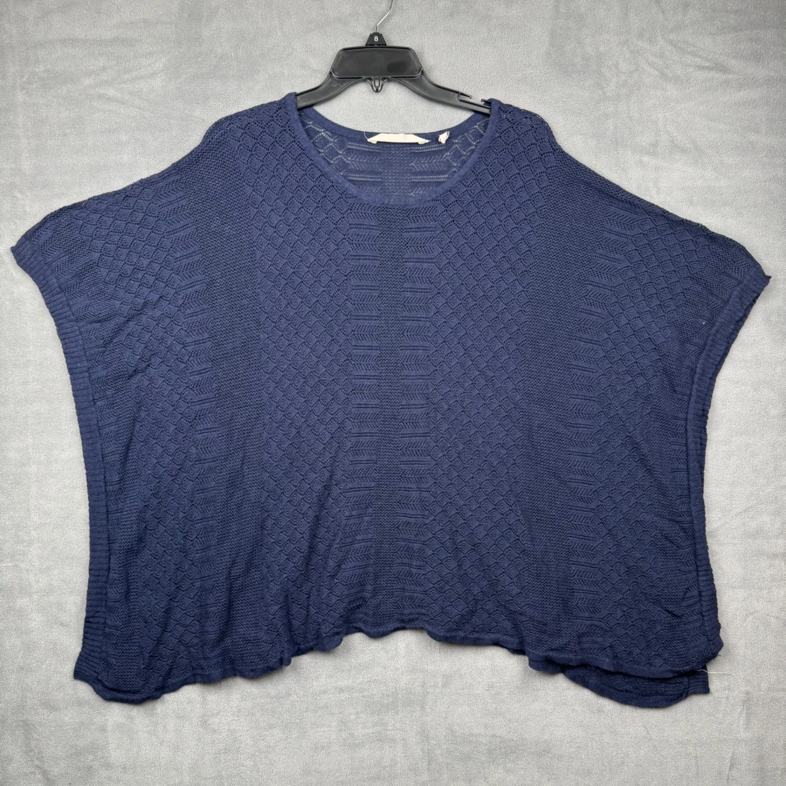 Soft Surroundings Navy Blue Textured Knit Poncho Top Size S/M