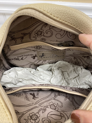 American Bling Umhängetasche runde Handtasche Western Fransen Quaste beige Neu mit Etikett - Bild 5 von 5