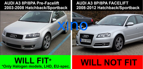 Coppia di Fari Anteriori LED LTI LIGHT TUBE Inside per AUDI A3 8P 2003-2008 Neri - Imagen 16 de 20