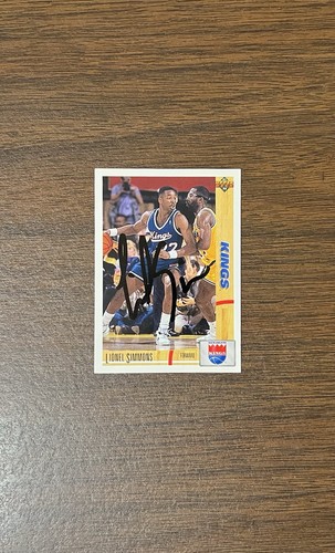 Tarjeta de baloncesto Lionel Simmons autografiada 1991-92 cubierta superior # 375 Kings - Imagen 4 de 5