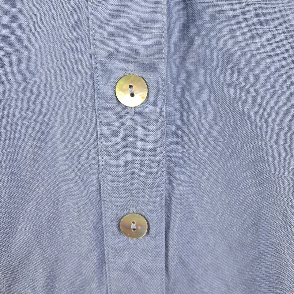 Top túnica manga larga con botones mezcla de lino azul Soft Surroundings 3X Plus Foto 4 de 4