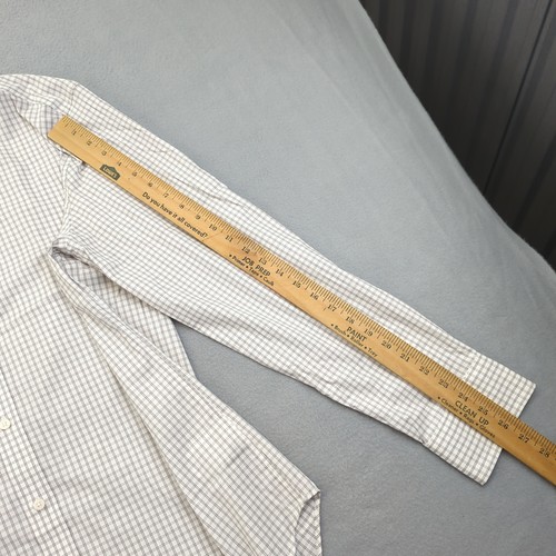 J Crew Camicia Uomo XL Slim Grigio Bianco Plaid Bottoni Flex Antirughe Preppy - Foto 11 di 14