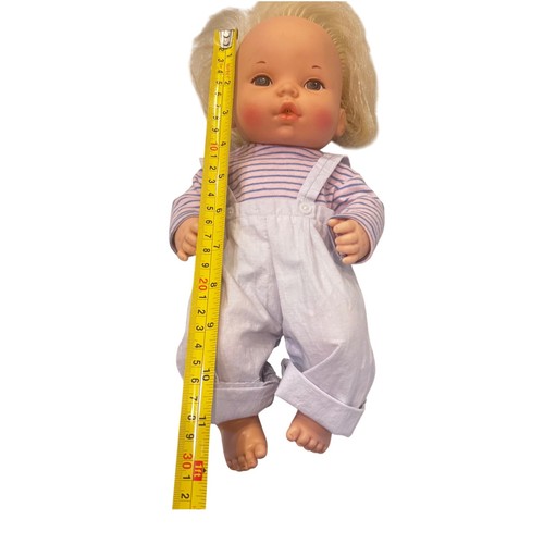 Vintage Mattel Baby Puppe Baby Alive 1972 1975 blond blau Overall 12 Zoll preloved - Bild 6 von 10