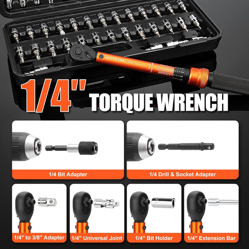 50PCS Inch Pound Torque Wrench Set, 1/4" Drive Bike Torque Wrench, 10-220 In.Lb( - Picture 4 of 12