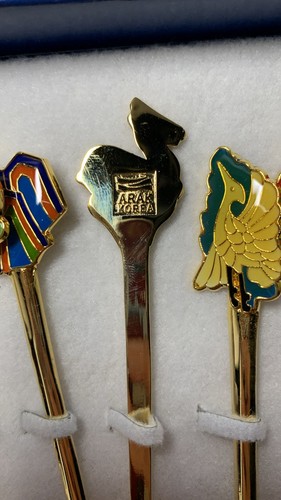 12 Stück Teelöffel Set Arak Koreas Traditional Metal Arts 24 K Vergoldet Neu - Bild 5 von 5