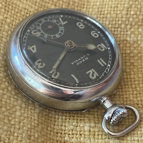 Orologio da tasca 52 mm antico Henry Coehler Inc HECO 7 gioielli sveglia quadrante nero Y3 - Foto 3 di 9