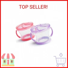 Munchkin Pink Plastic Toddler Snack Cups - Pack of 2 | Pink, Purple | Snack Catc