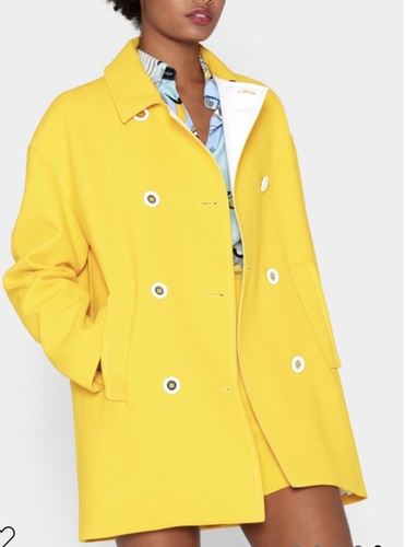 Emilio Pucci Neu mit Etikett $ 2.990 zweireihiger gelber Erbsenmantel (Größe: 6US/40IT) - Bild 1 von 5