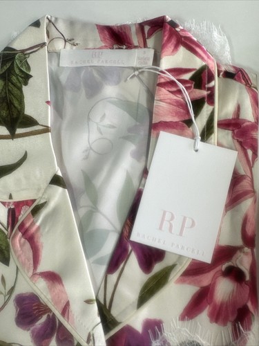 New Rachel Parcell Satin Long Sleeve Pajamas 2 Piece Set - Lily Garden Print - S - Picture 7 of 22