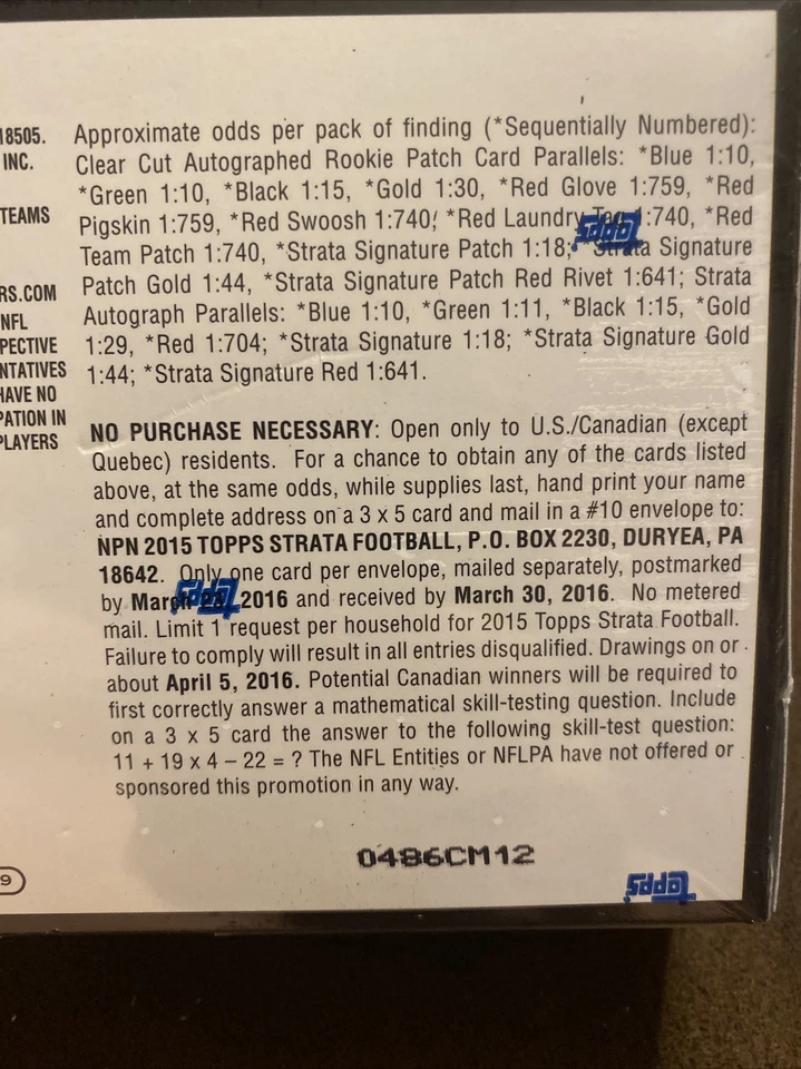 2015 Topps STRATA Football Factory Sealed HOBBY Box 2 ON-CARD AUTOGRAPHS New - Image 3 of 3