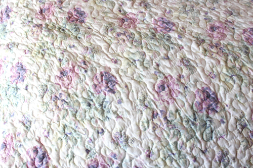 Shabby Cottage Chic Twin Lavender and Pink Rose Quilt Shams Farmhouse 88 x 91 - Picture 5 of 7