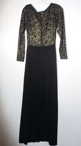 Abito nero Tadashi Shoji x Cache grande oro glitter anni 90 abito gotico glam - Foto 2 di 9