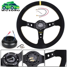 14" 345mm Deep Dish Steering Wheel with Hub Adapter For Honda Civic 96-00 EK