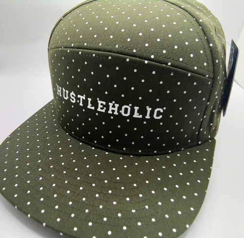 Hustleholic Hip-Hop Hustle Snapback Hat Olive Green Polka Dot Ballcap Flatbill  - Picture 3 of 9
