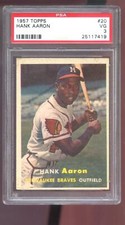 1957 Topps #20 Hank Aaron PSA 3 Graded Baseball Card MLB Milwaukee Braves