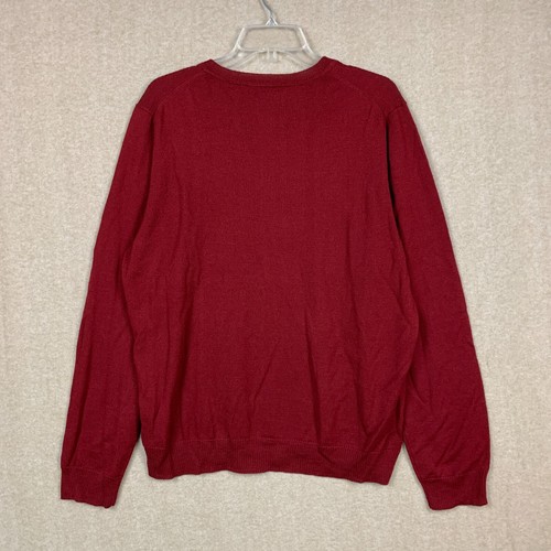 Apt 9 Mens Sweater XL Red Pullover V Neck Merino Wool Blend Knit Long Sleeve - Picture 6 of 12