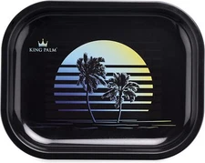 King Palm | Metal Rolling Tray | Smoke Accessories | Miami Vice | 7 x 5.5 Inch