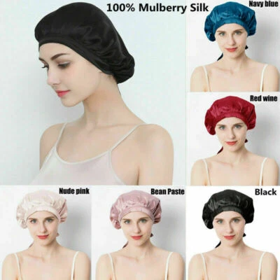 Schlafmütze aus 100 % Maulbeerseide für Damen, Satin, Schlafmütze, Nachtmütze.