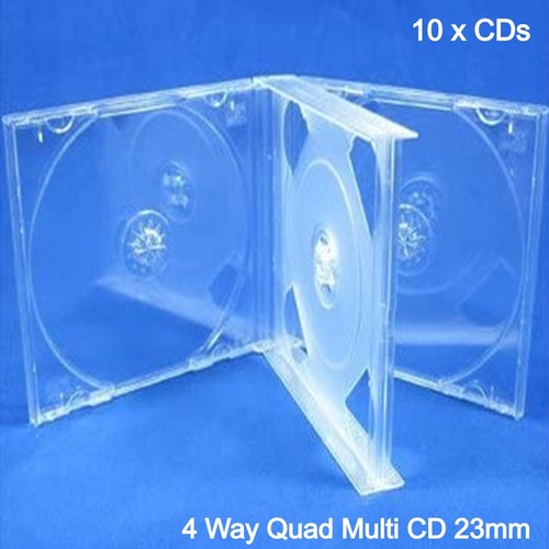 4 Way Quad Multi CD Jewel Case 23mm with Clear Tray holds Four Discs 25mm LOT - Picture 51 of 85