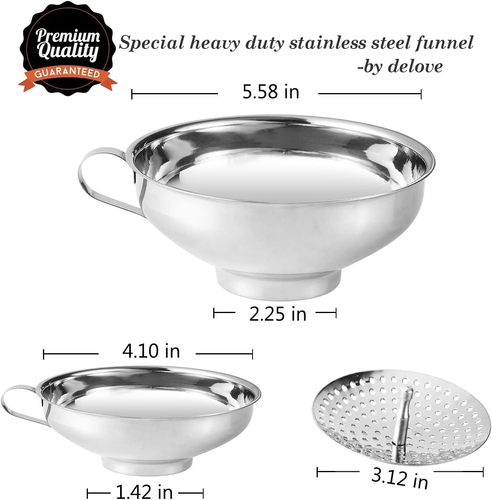 Canning Funnel with Strainer for Wide and Regular Mason Jars Wide Mouth Funnels - Picture 2 of 12
