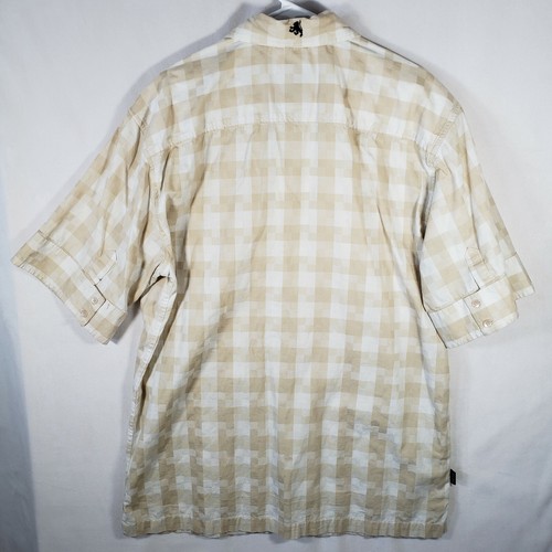 Sean John Herren Hemd Größe XL Knopfleiste Kurzarm hellbraun weiß kariert 100% Baumwolle - Bild 7 von 10
