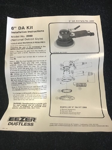 EEZER Dustless 6DA NATIONAL DETROIT (style) ADAPTER KIT PN 2060 - Bild 5 von 10