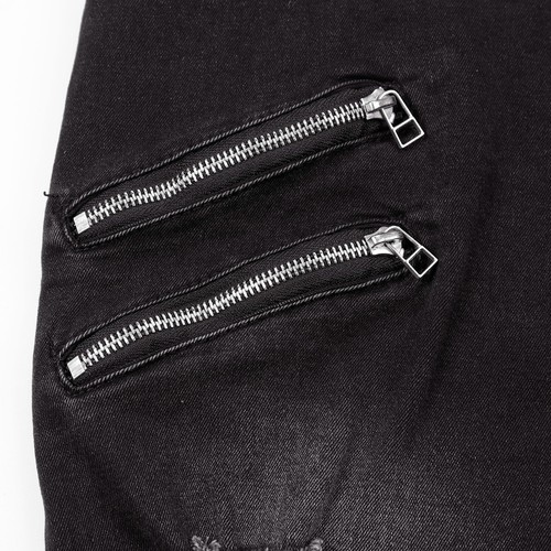Men's Trousers Casual Straight Mid-rise Slim Fit Ripped Jeans - Picture 18 of 30