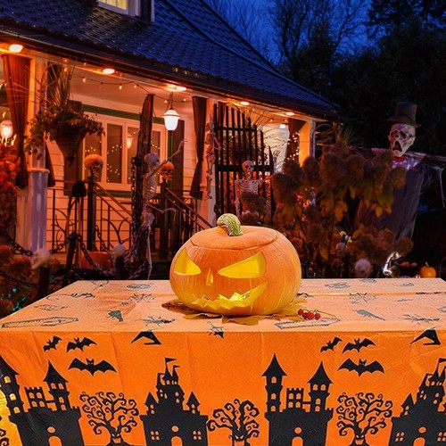 2Pc Halloween Tablecloth 54"x108" Rectangular Table Covers Halloween Party Decor - Picture 3 of 6