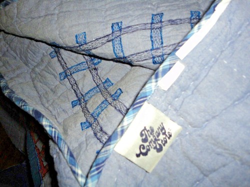 THE COMPANY STORE CHOO-CHOO TRAINS AZUL ROJO CUADROS CHAMBRAY (1) COLCHA DOBLE 70X89  - Imagen 9 de 9