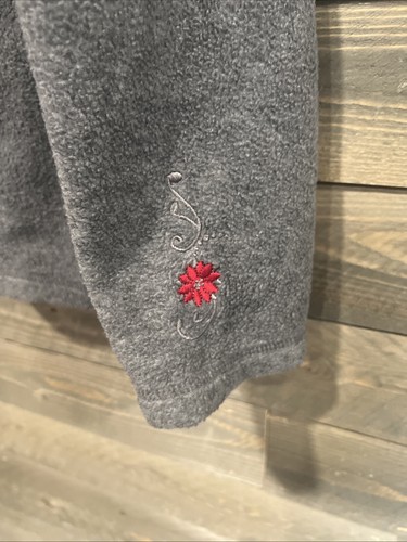 Croft & Barrow Fleece Jacket Womens Size M Gray Embroidered Floral Spring Coat - Picture 8 of 12