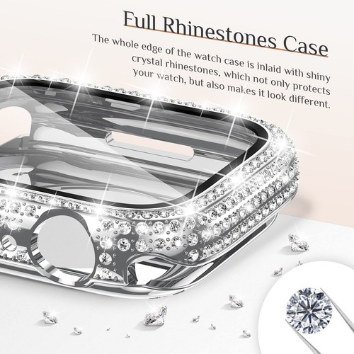 For iWatch Series 10 9 8 7 6 5 4 SE Ultra Waterproof Screen Protector Bling Case - Picture 51 of 60