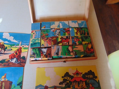 ancienne boite de 24 cubes ( jeux jouet ancien ) scènes de la vie de l empire - Imagen 4 de 4