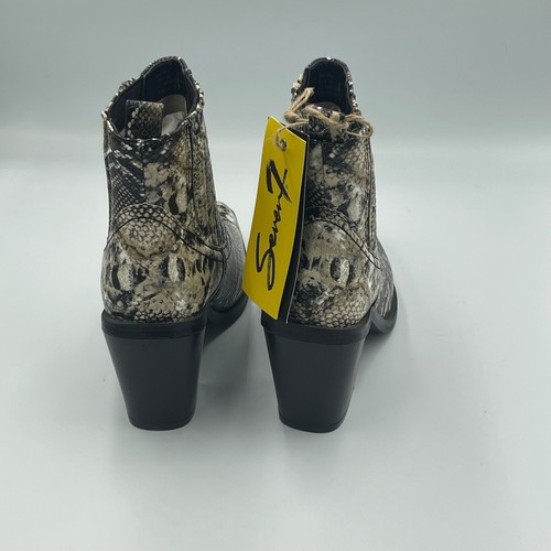 NUEVO CON ETIQUETAS Seven7 Eve Boot Botas al Tobillo Estampado Piel de Serpiente Tacón Bloque Talla 6.5 Festival - Imagen 10 de 13