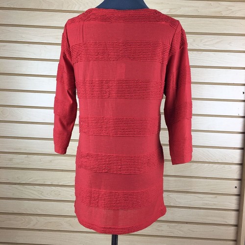 NWT Joseph A. T-Shirt Women M Red Polyester Stretch 3/4 Sleeve Pullover - Picture 7 of 13