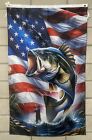 American Fishing Flag Free Ship Bass Walleye Man Cave Beer Usa 3x5' Sign Banner