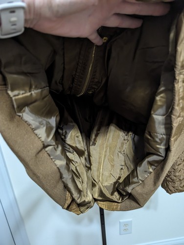 Avenue Women’s Plus Gold Metallic Long Sleeve Zip Quilted Jacket Coat Sz 26/28 - Picture 8 of 13