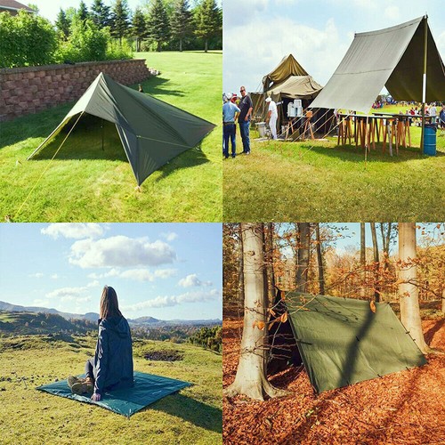 300x300cm Army Heavy Duty Canvas Tarp Tarpaulin Sun Blocked Waterproof Dustproof - Picture 14 of 16