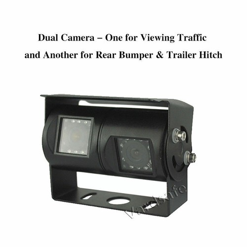 Dual Lens Reverse Backup Camera+Rear View Monitor for Truck Bus Trailer Caravan - Picture 3 of 9