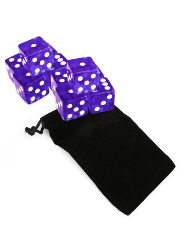 Set of 10 Six Sided Square Translucent 16mm D6 Dice - Purple with White Pip Die - Picture 1 of 1