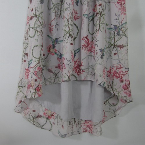 French Connection Womens 8 Lavender Hummingbird Floral Silk High Low Skirt S - Picture 12 of 13