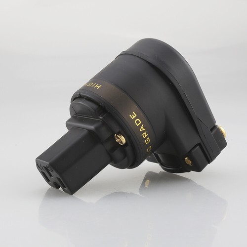 Hifi Right Angle EU Power Plug Connector IEC Female Pure Copper Gold Plated 15A - Picture 3 of 10