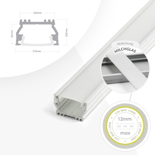 LED Profil 1m / 2m Endkappen Abdeckung LED-Streifen Profile Beleuchtung - Bild 35 von 56