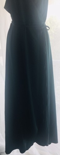 Forest Green Maxi Wrap Dress, Sz 12, Spaghetti Straps, Waist Tie, Side Split - Picture 17 of 20