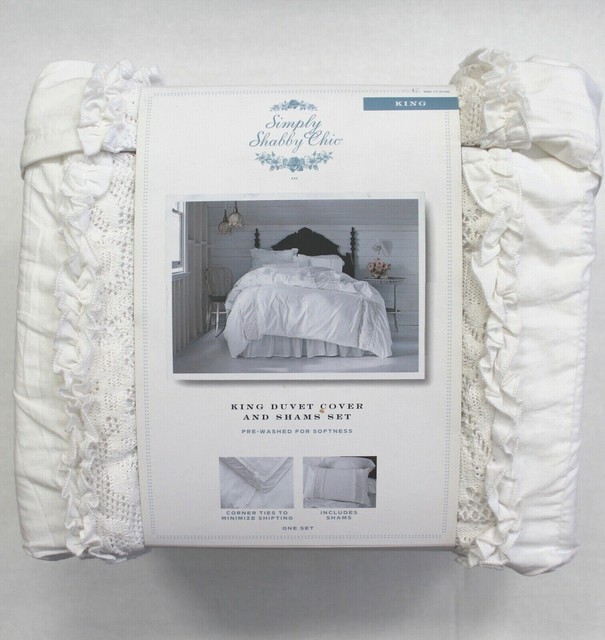 Simply Shabby Chic Duvet Cover Shams White Lace King 3 Pc Set