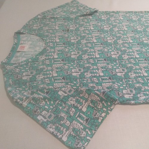 Rare Retro Lacoste Live Allover People Teal Multi Graphic Cotton Crew Shirt - Bild 6 von 11