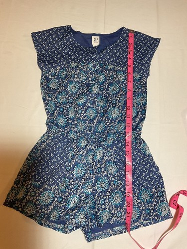 Gap Girls' 4/5 XS Blue Floral Sleeveless Romper - Picture 7 of 11