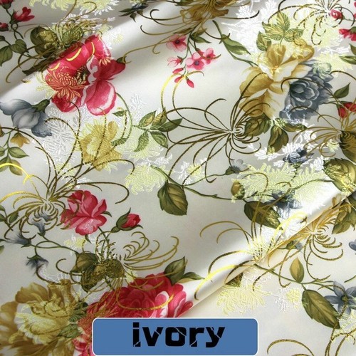 Damask Chinese Embroidery Flower Brocade Silky Satin Fabric Jacquard Blossom New - Picture 13 of 18
